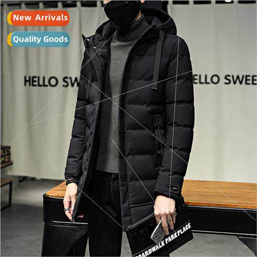 Medium-length men hooded cotton jacket thickened winter new