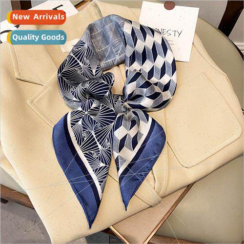 2022  small square scarf elegant simulation silk small silk