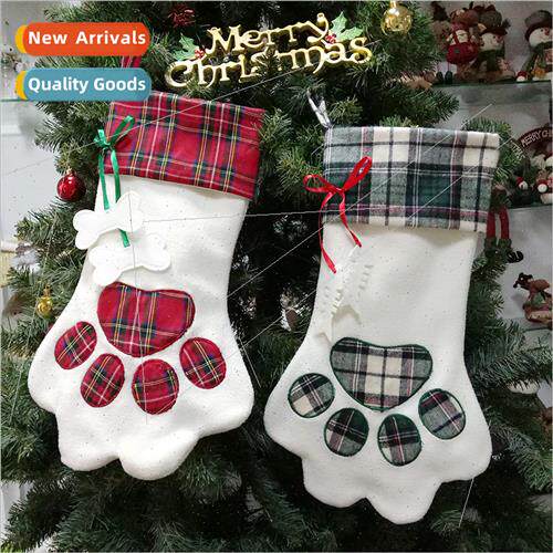 Christmas stocking gift bag new pet dog paw pendant Christma