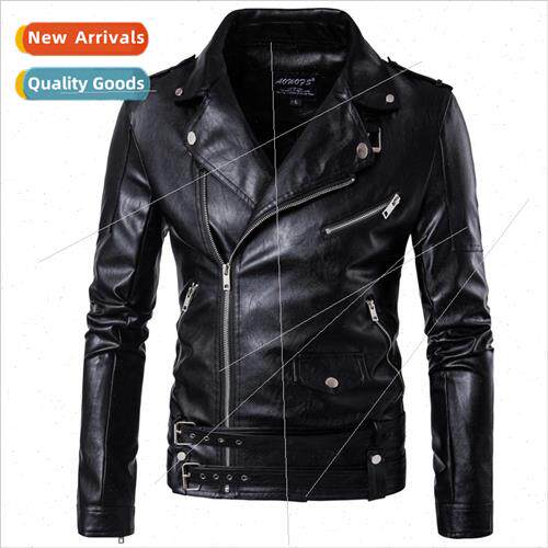 Europe code fashion punk men leather jacket kalipi biker Sli