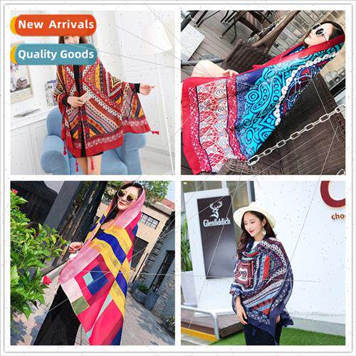 2023 fall winter new ethnic wind scarf travel sun shawl seas