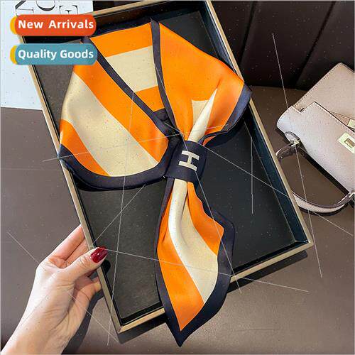 Korea splicing double satin lazy cross diagonal silk scarf f