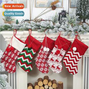 woolen socks gift Christmas bags elk decorations whe new red