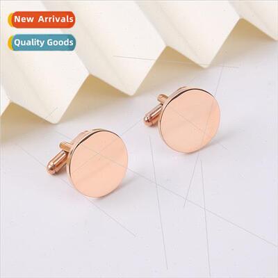 Stainless steel polished cufflinks tanium steel mirror round