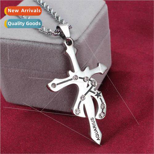 Tanium steel jewelry domineering men twelve constellations n