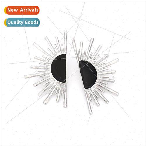 retro senior alloy oil drop sunflower large earrings fashion