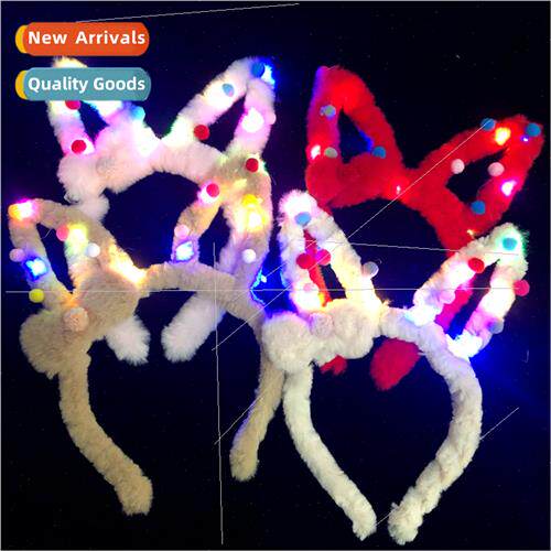 Cute elongated plush rabb ears luminous hair bands wh lights