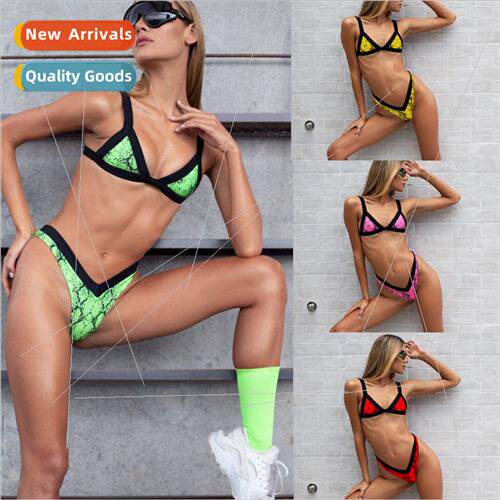 Large Womens Spl Swimsu Sexy Snakeskin Printed V Bikini Pull