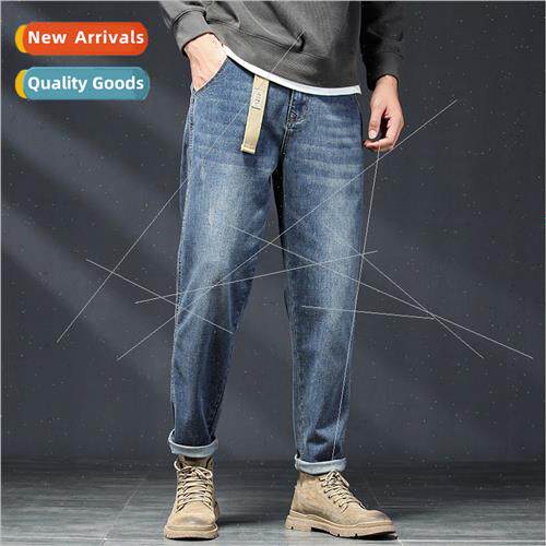 Jeans men spring autumn tide black grey straight small feet