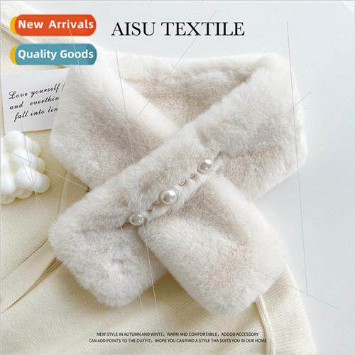 Soft Korea chic thickened solid color fur scarf warm imation