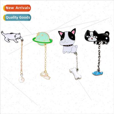 Korea  alloy oil drop brooch star set corsage student pins p