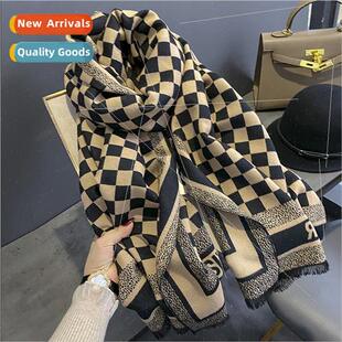 whe plaid thickened female imati winter black fall Scarf new