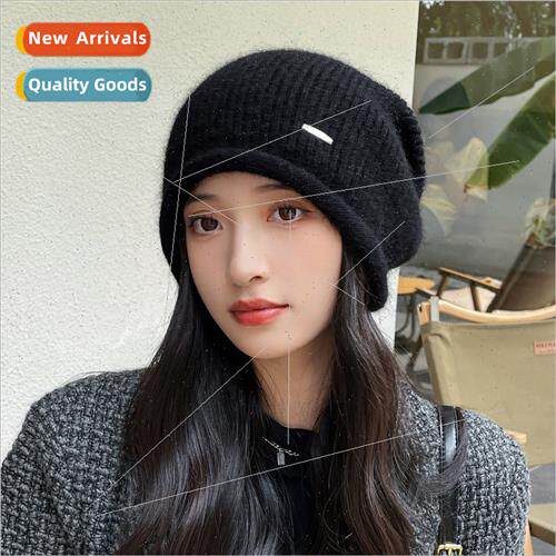 Pile hats female rolled edge knted pullover hat fall winter