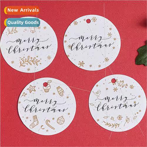100pcs/set Christmas Hangtags Baking Decoration Cards Round