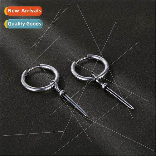 Tanium steel earrings new Europe ear buckle earrings dagger