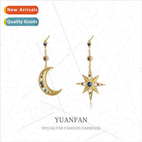 925 silver asymmetrical earrings niche Europe colorful zirco