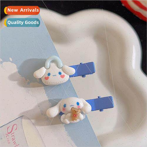 Japan milky blue hair clips cute puppy cartoon bangs clip in