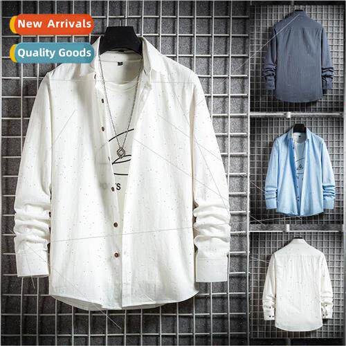 Autumn new men long-sleeved shirt solid color blouse men sol