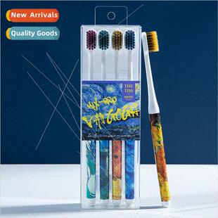 Adult Round Handle Star Printed Soft Bristle Toothbrush Four
