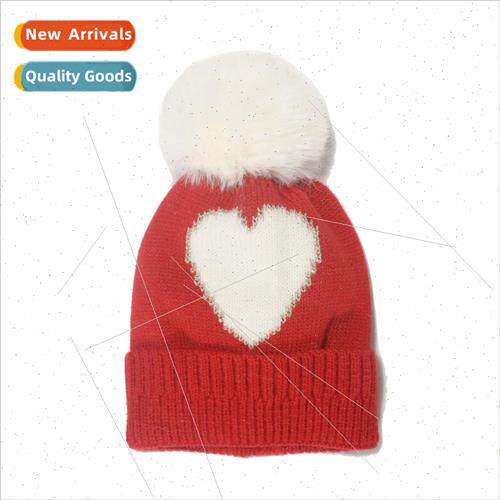 Children autumn winter new red love jacquard kn cap warm chi