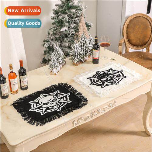 Decorative Halloween Placemats Skull Kn Black Whe Tablecloth