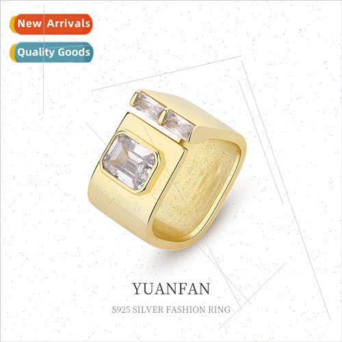 925 silver hjewelry women euroins open square zirconia ring