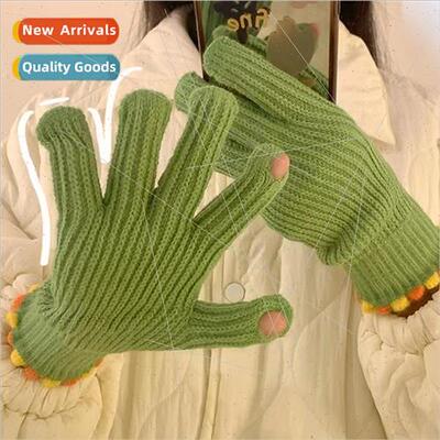 Woolen gloves female  winter warm cold touch screen cute sof