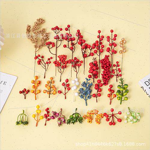 12 head red fru boutique fru simulation holly red berries Sp