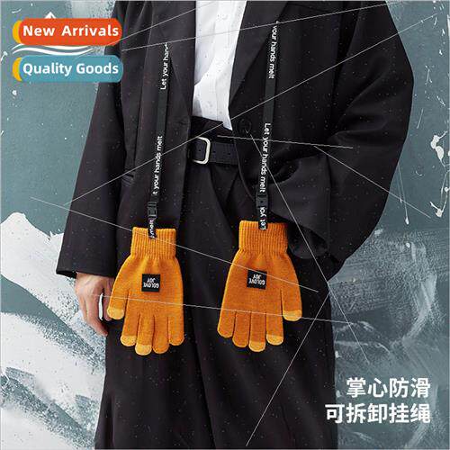 New wool knted gloves men fall winter warm touch screen lany