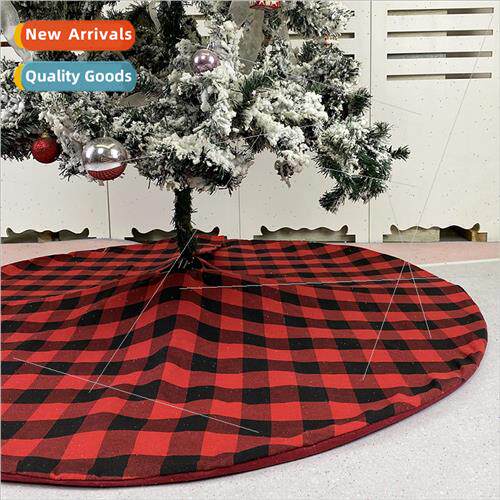 Black Red Gingham Tree Skirt Christmas Decorations Holiday S