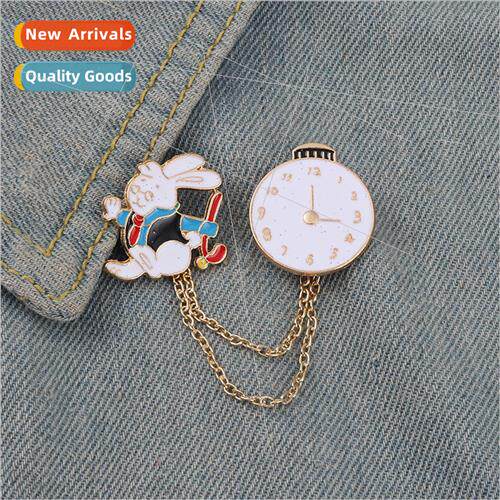 New cartoon rabb animal brooch creative personaly clock chai