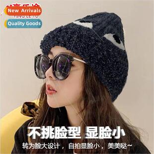 knted female fall cap eyes wool Korea Cute winter Japan