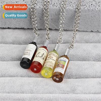 simulation mini fashion wine bottle pendant necklace resin w