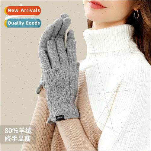 Womens cashmere warm gloves winter outdoor cold-resistant kn