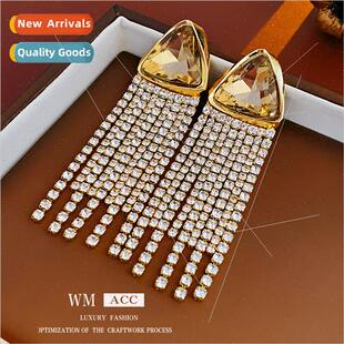 set diamond triangle Earrings earrings pin tassel Fre silver