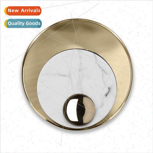ving room background wall round marble wall lamp corridor ai