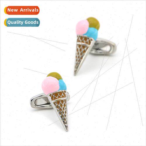 Fun Creative Men French Buttons Ice Cream Shaped Cufflinks