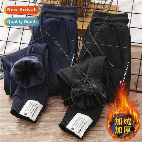 Boys pants fall and winter one-piece fleece thickened outsid