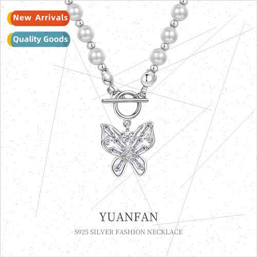 925 silver OT clasp zirconia butterfly necklace women versat