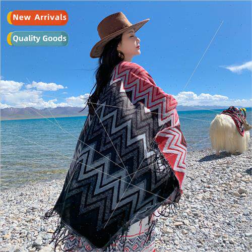 2023 Fall Winter Outer Hooded Scarf Ethnic Faux Cashmere Spl