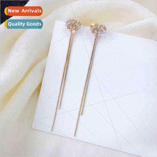 925 silver needle pearl peach heart tassel earrings female e