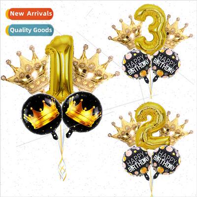 Golden Crown Digal Aluminum Film Balloon Package Birthday Ba