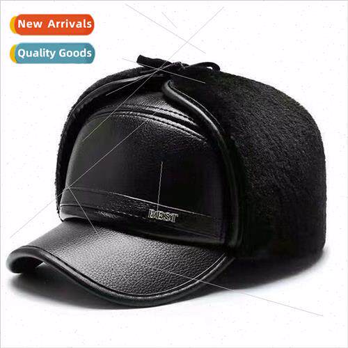 New winter leather outdoor padded thickened warm ear protect