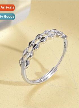 s925 silver rhombus turning flower vegan silver ring female