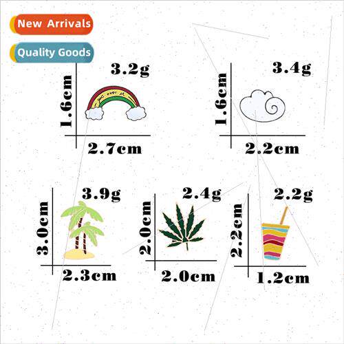 Coconut Rainbow Corsage Clouds Alloy Oil Drip Brooch Clothes