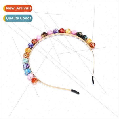 handmade winding beaded hair bands colorful resin beads head