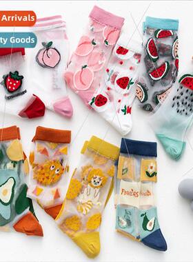Spring and summer new womens socks Japanese fru card silk ul