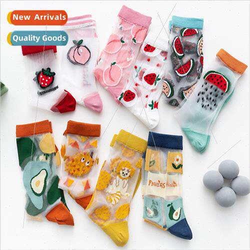 Spring and summer new womens socks Japanese fru card silk ul