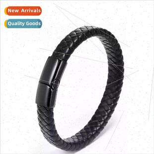 Hot Fashion Men New Magnetic Bracelet Leather Clasp Cowhide