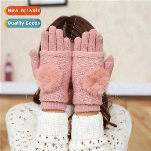 Winter Touch Screen Gloves Women Triple Warm Detachable Knte
